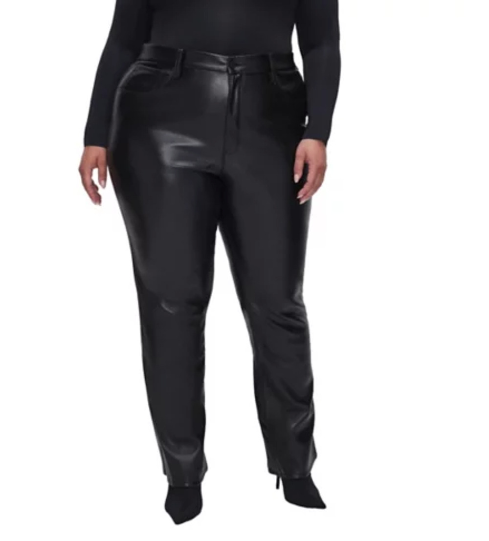 GOOD AMERICAN NWT Better Than Leather Straight Black Pants // 16